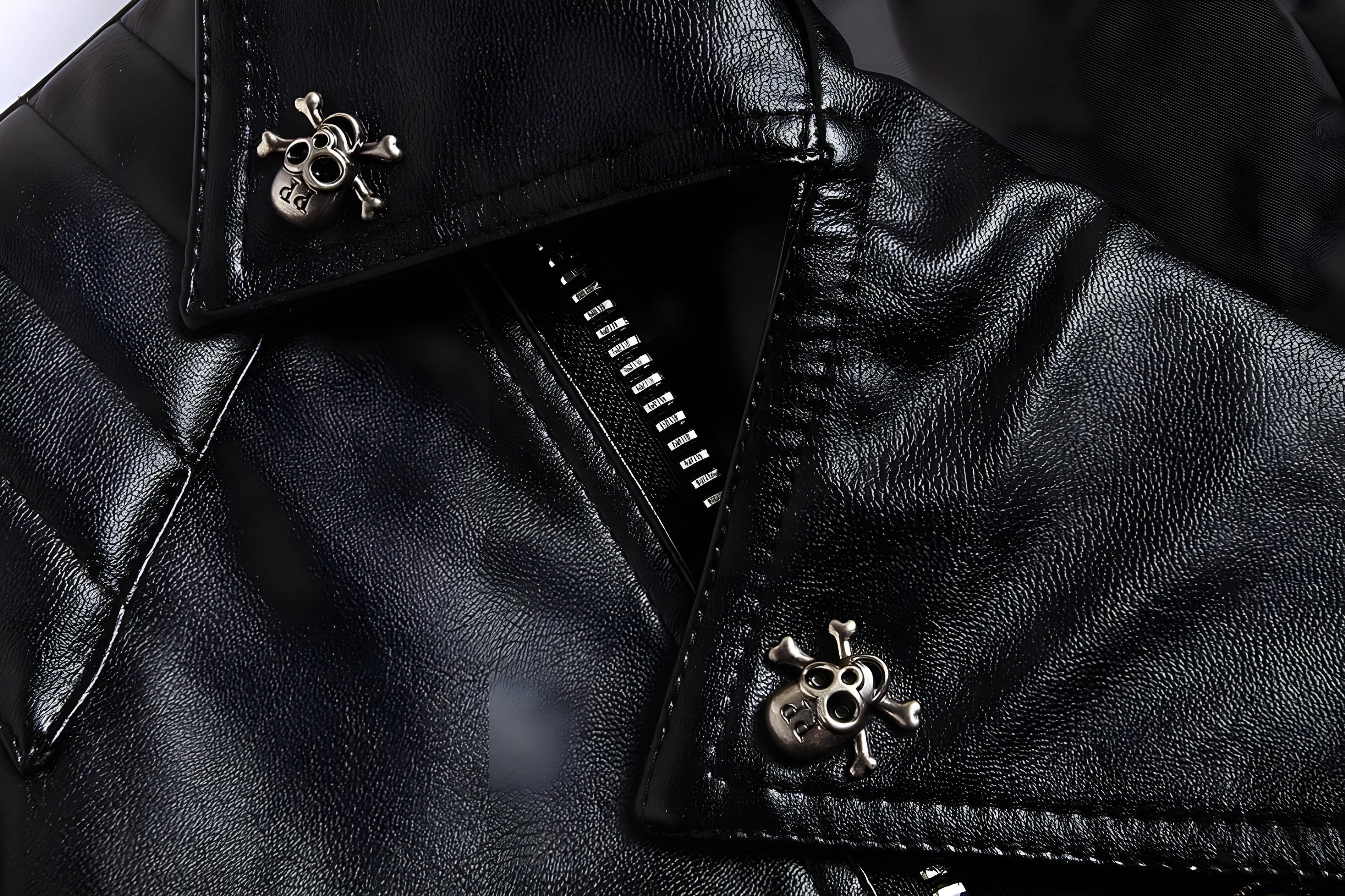 The Crossbone Faux Leather Biker Jacket