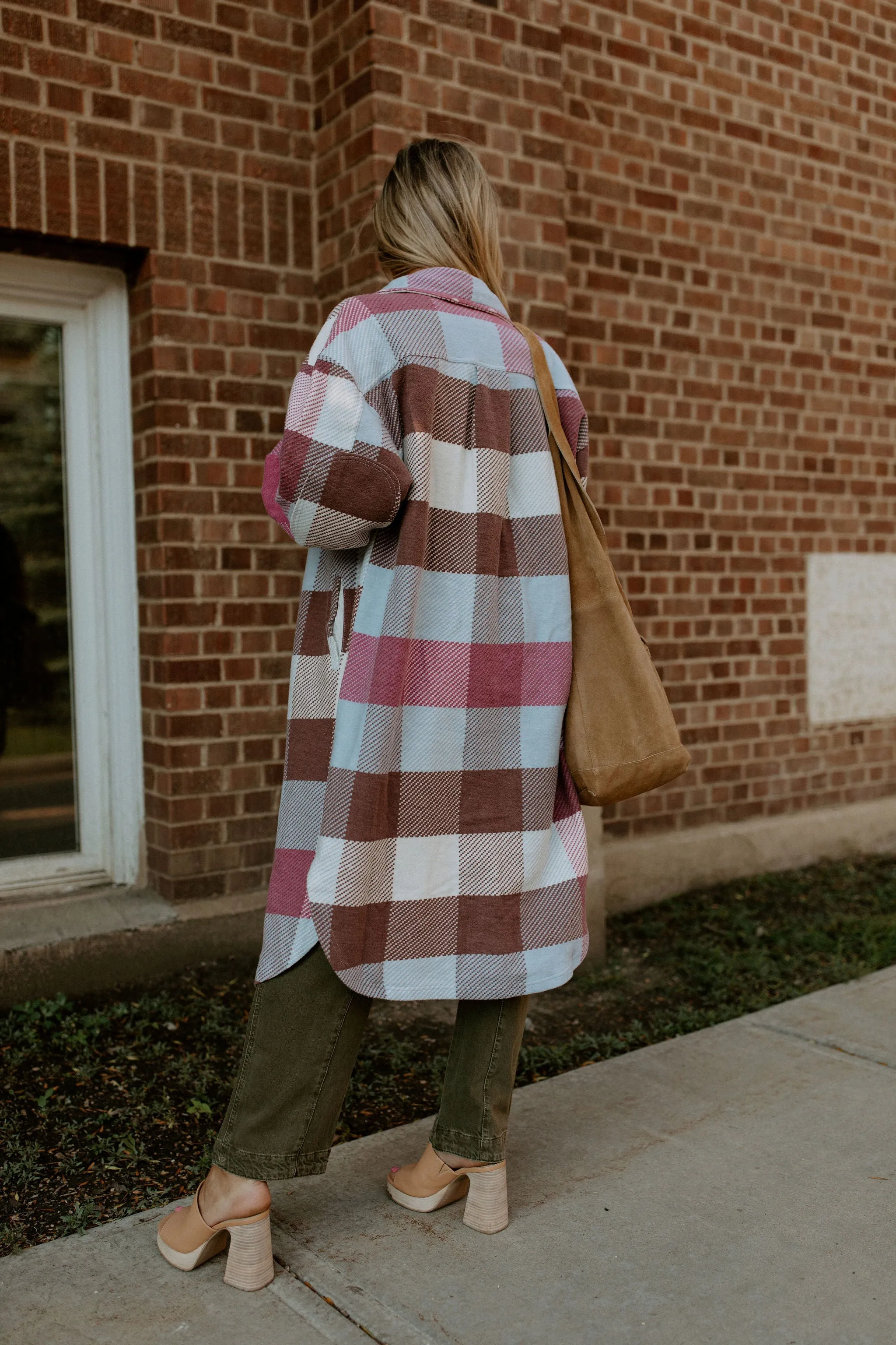 The Plaid Long Ruby Jacket by Free People - Wine Combo