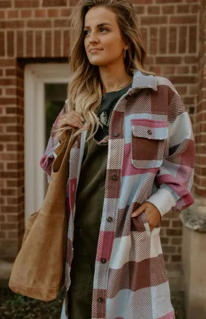 The Plaid Long Ruby Jacket by Free People - Wine Combo