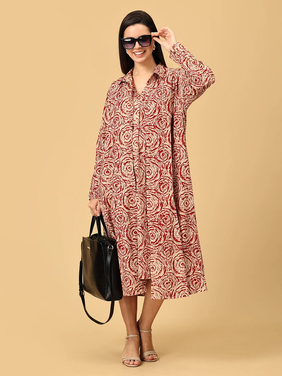 The Power Shift Handblocked Maternity and Nursing Shacket Dress