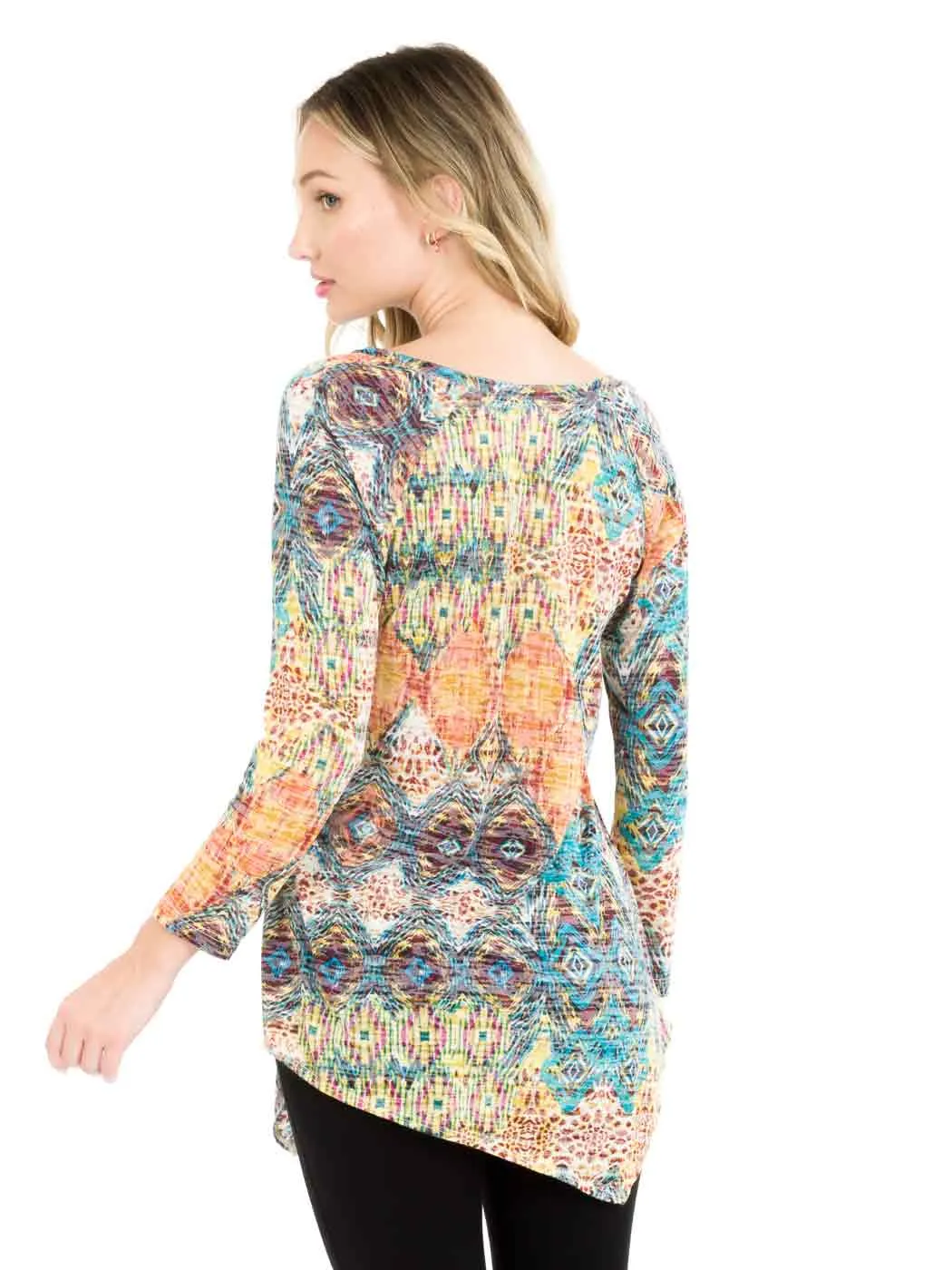 Tianello "Starry Night" Print Knit Burnout Jacquard "Toni" Tunic