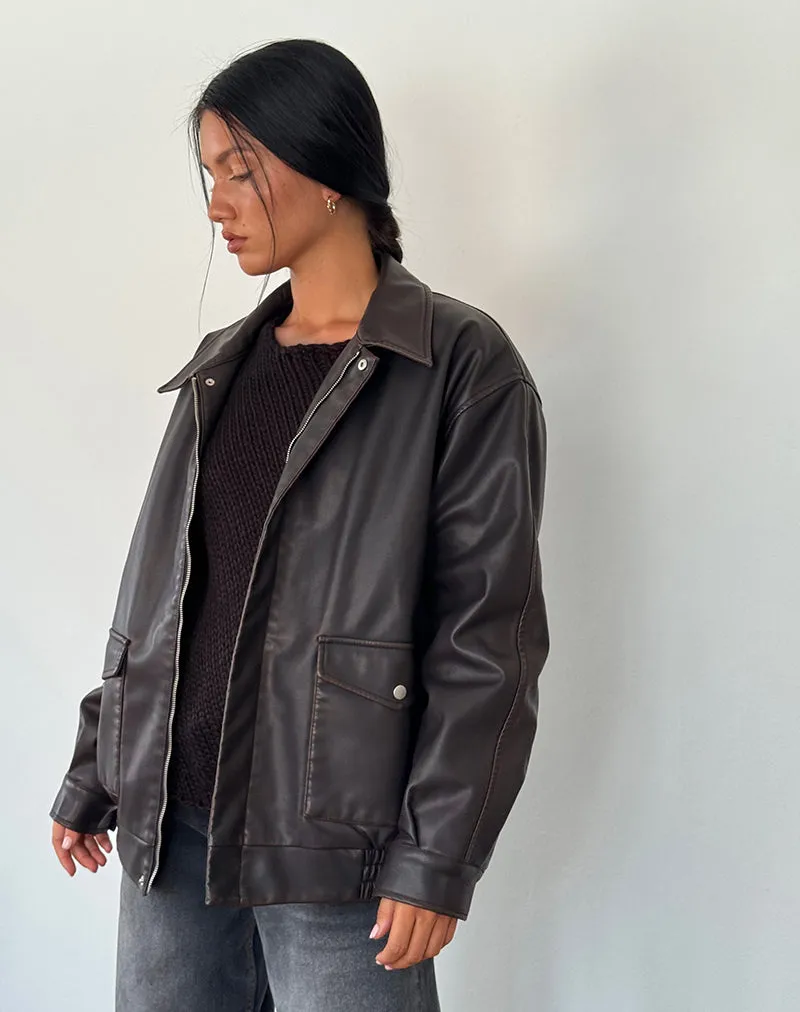 Tobias Jacket in PU Dark Chocolate