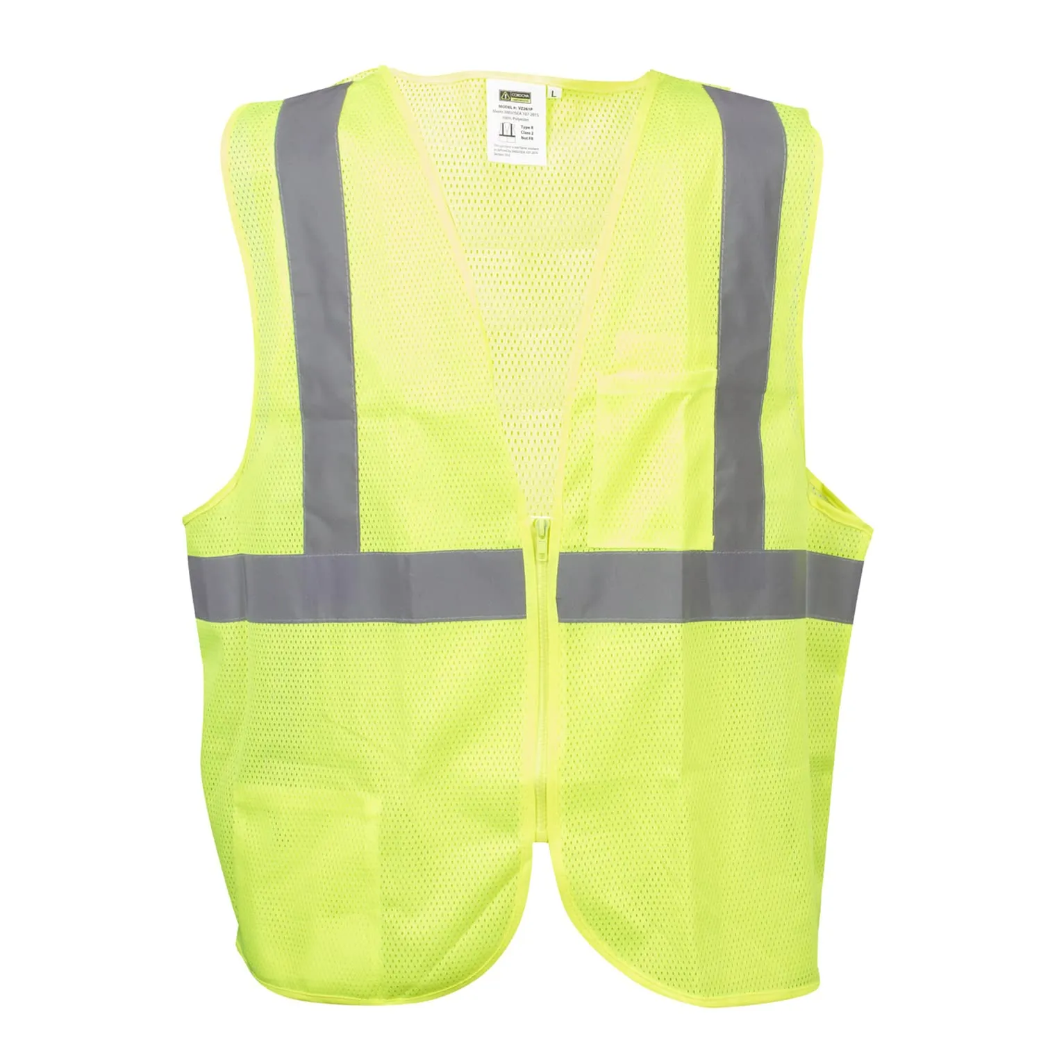 Type R, Class 2, High-Visibility Mesh Safety Vest, Chest Pockets