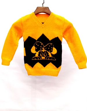 Unique Graminarts Style Handmade Knitting V- Neck Sweater For Baby Boy- Yellow & Black