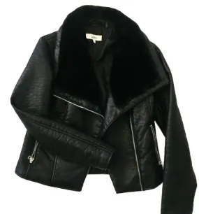 VEGAN LEATHER MOTO JACKET WITH FUR COLLAR (SZ M)