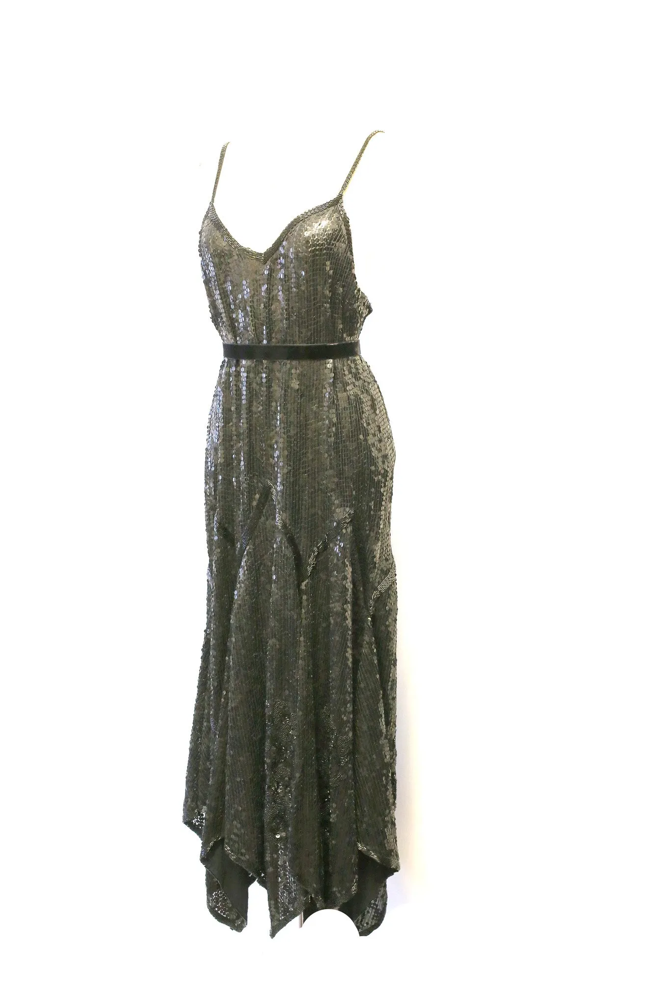 Vintage 1920s Style Black Sequin Flapper Dress