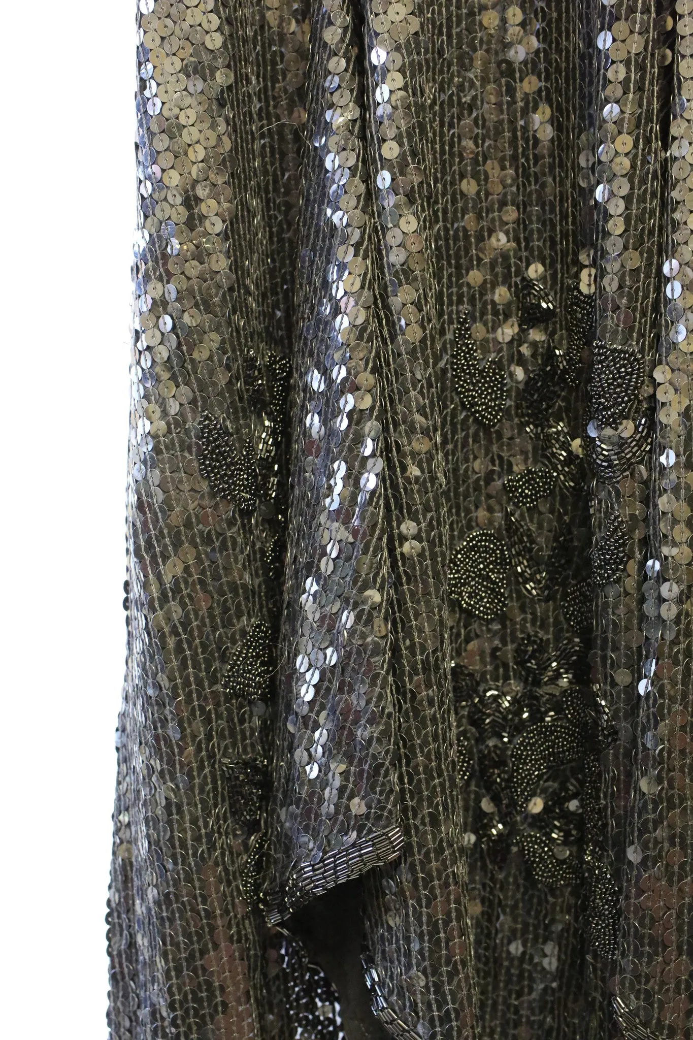 Vintage 1920s Style Black Sequin Flapper Dress