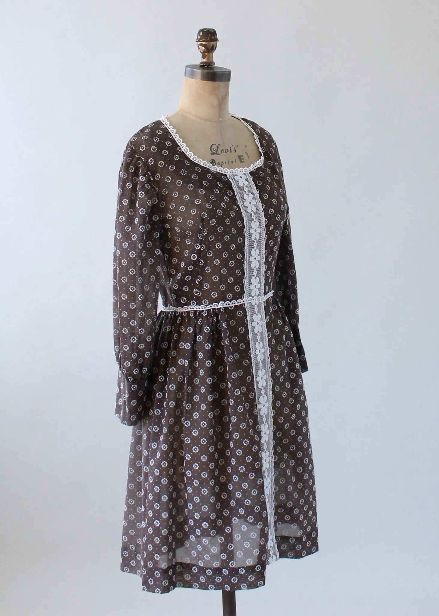 Vintage 1960s Pixie Girl Sheer Flower Dot Day Dress