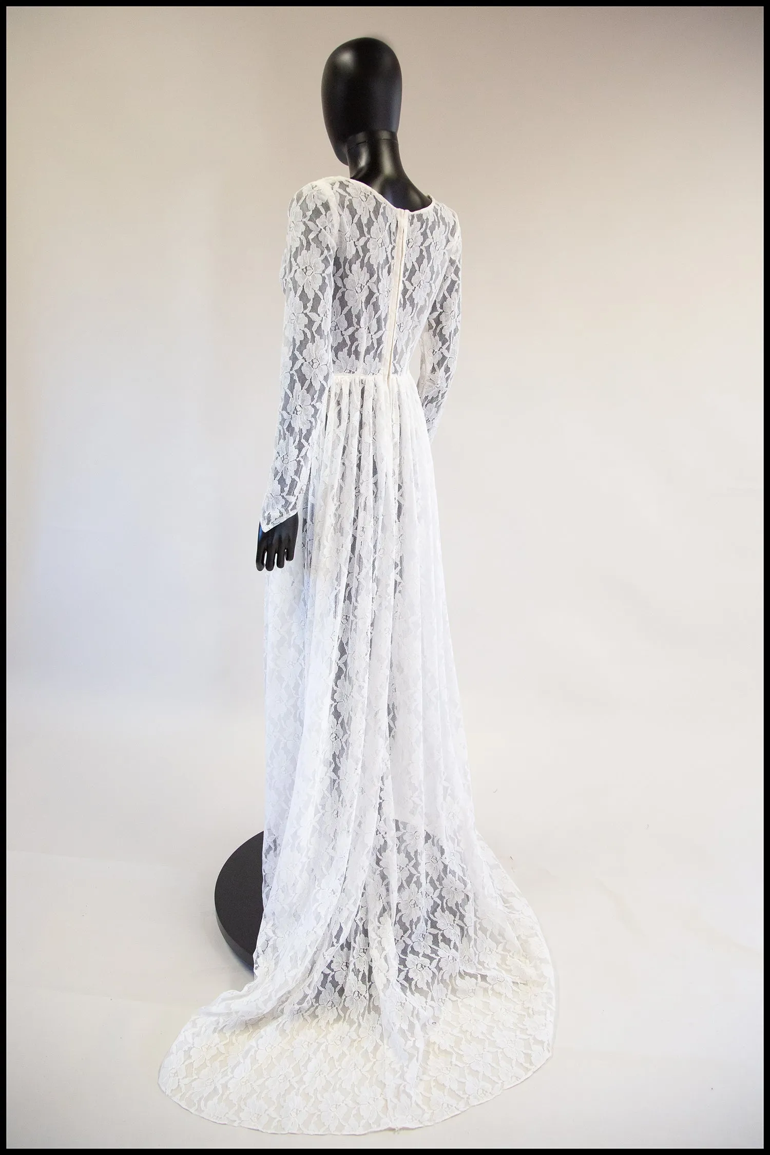 Vintage 1960s White Lace Sheer Gown