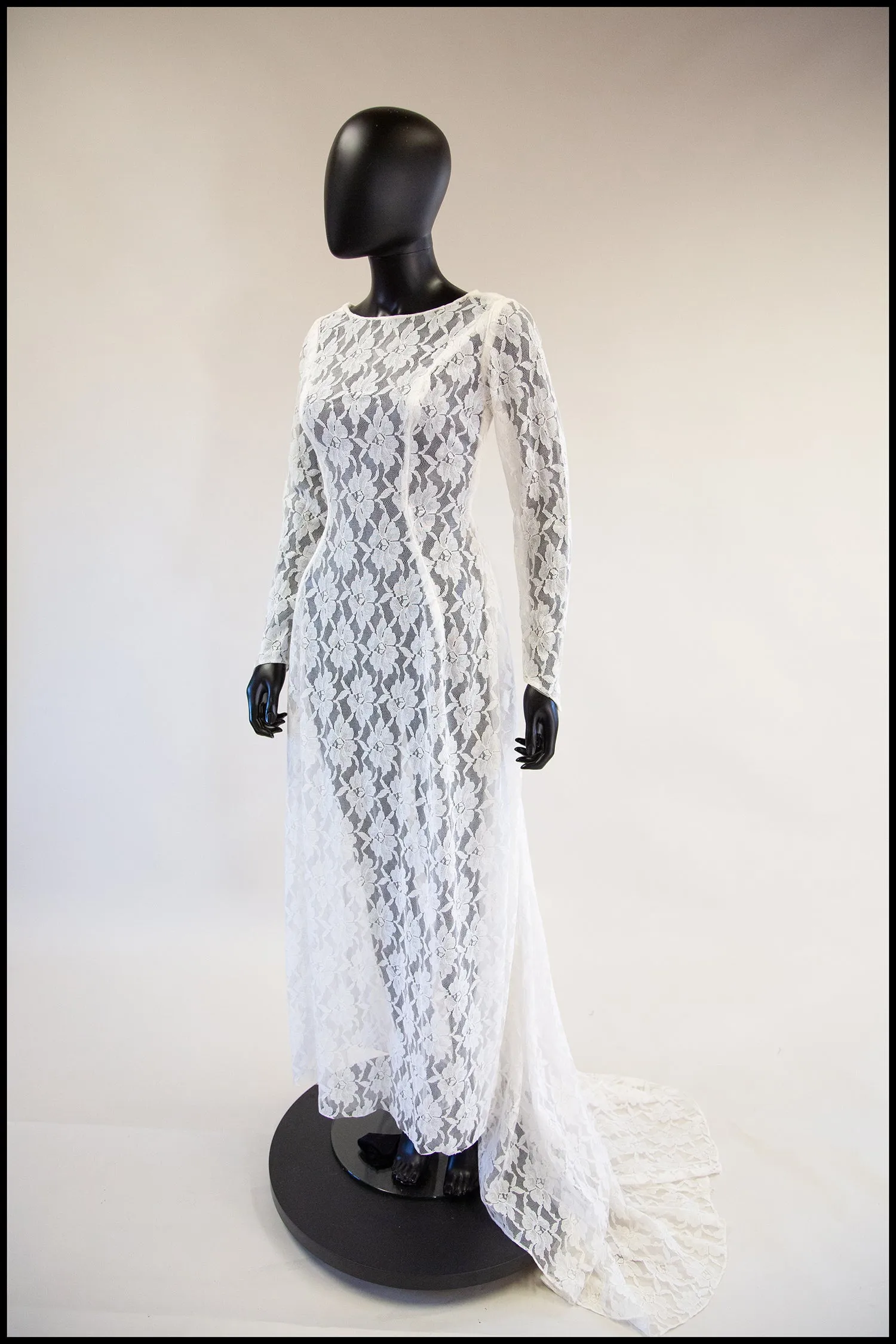 Vintage 1960s White Lace Sheer Gown