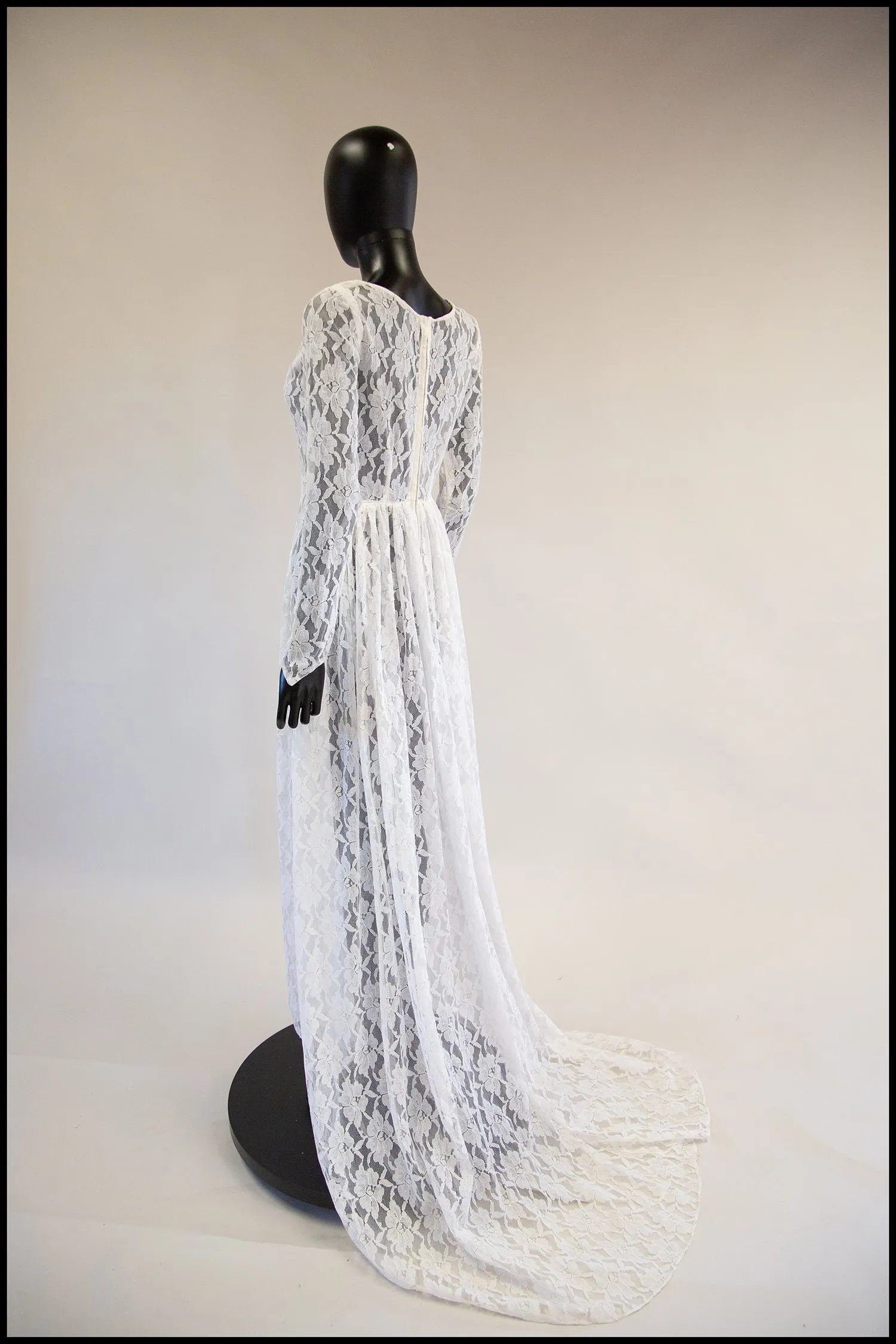 Vintage 1960s White Lace Sheer Gown