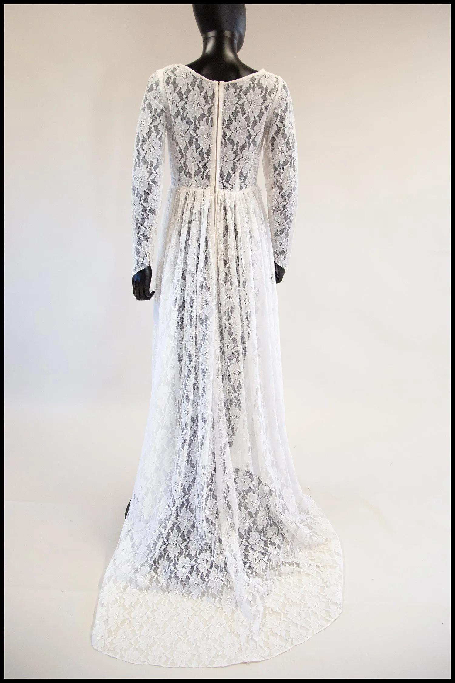 Vintage 1960s White Lace Sheer Gown