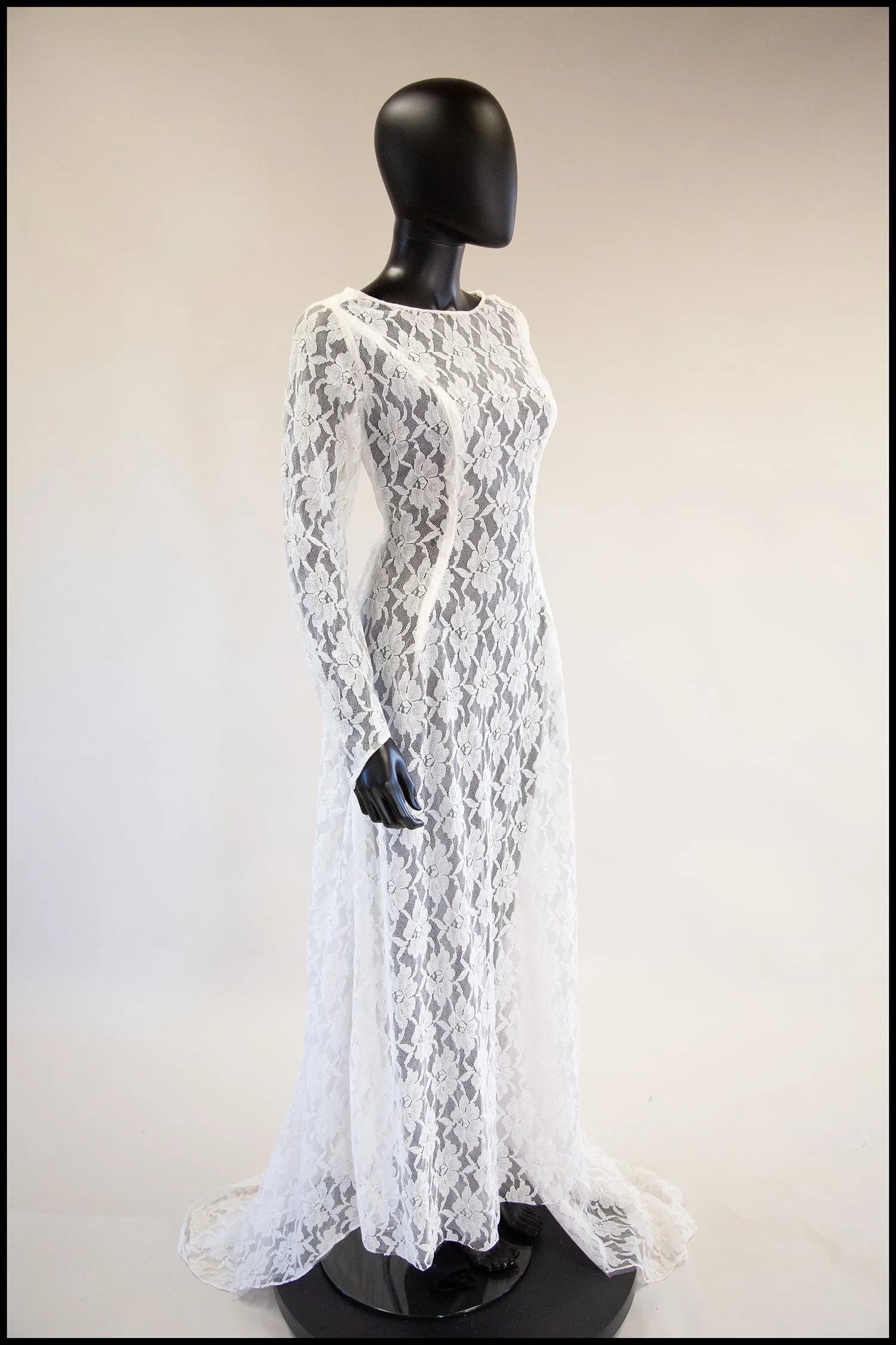 Vintage 1960s White Lace Sheer Gown