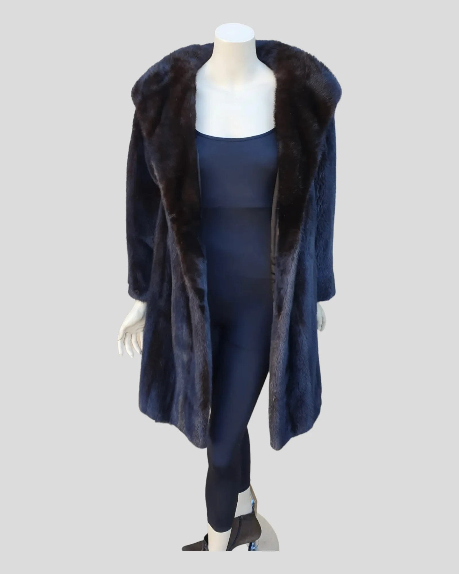 Vintage Dark Mink Fur 7/8 Coat -L