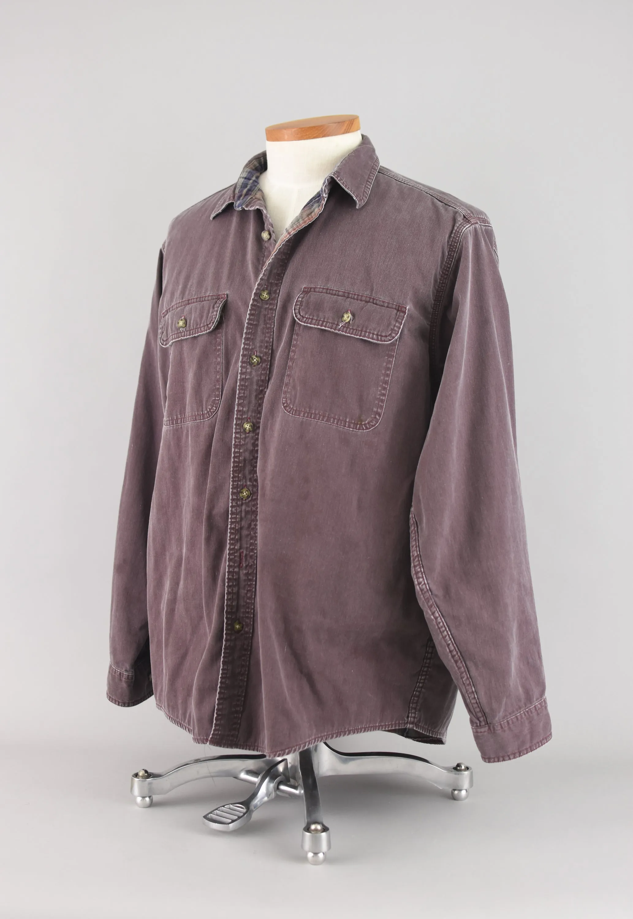 Vintage L.L. Bean Distressed Purple Button Down Shirt Men's Large