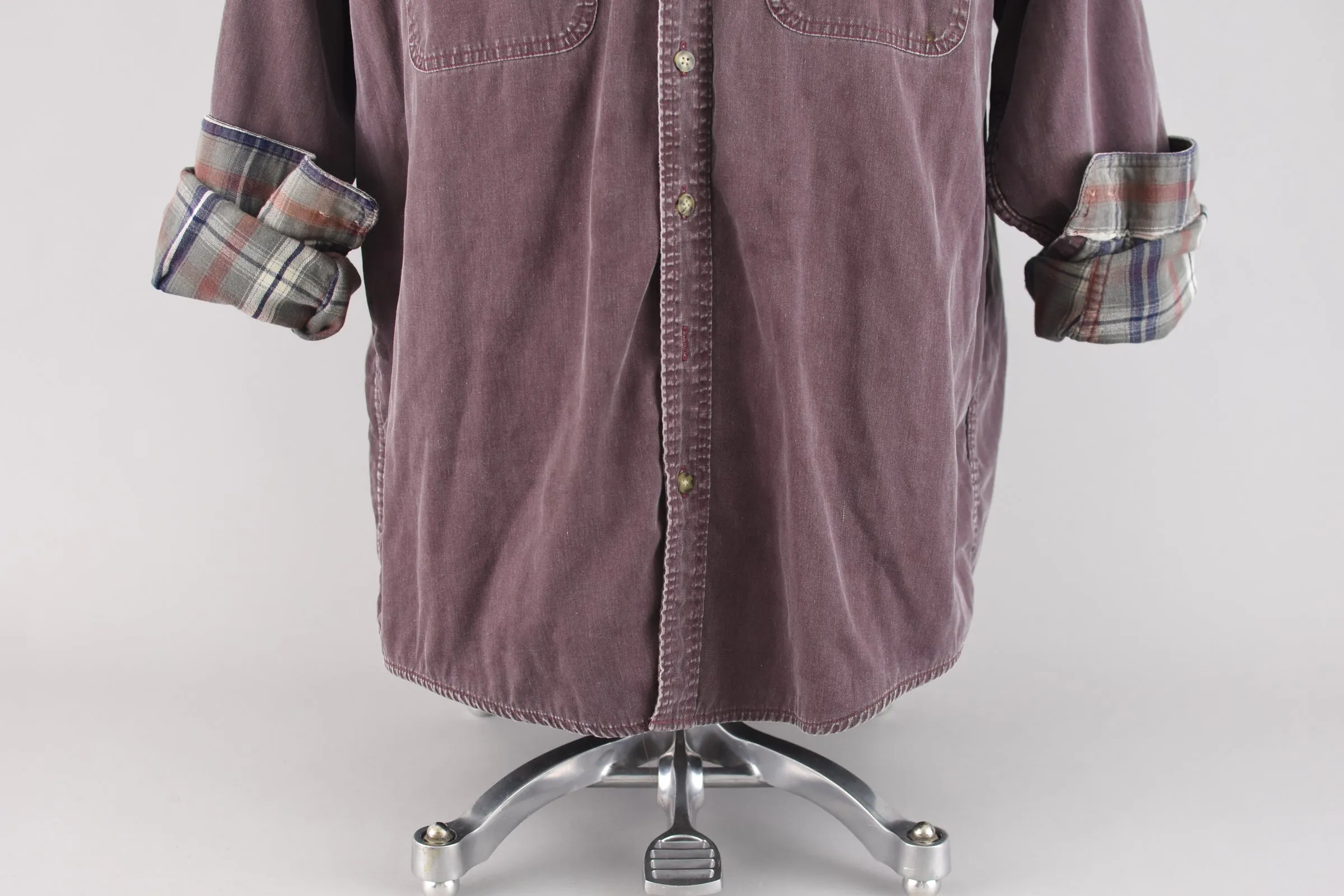 Vintage L.L. Bean Distressed Purple Button Down Shirt Men's Large