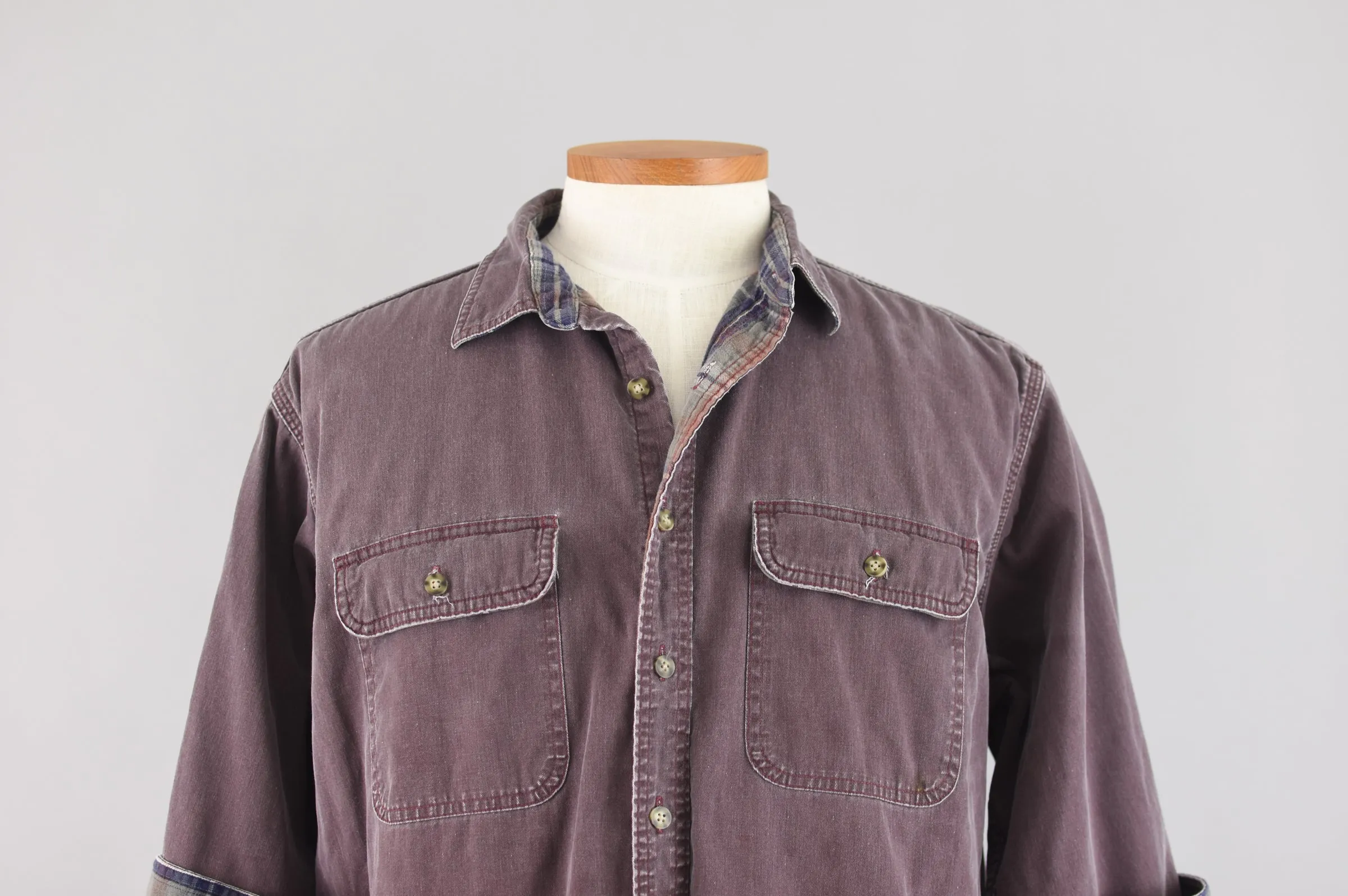 Vintage L.L. Bean Distressed Purple Button Down Shirt Men's Large