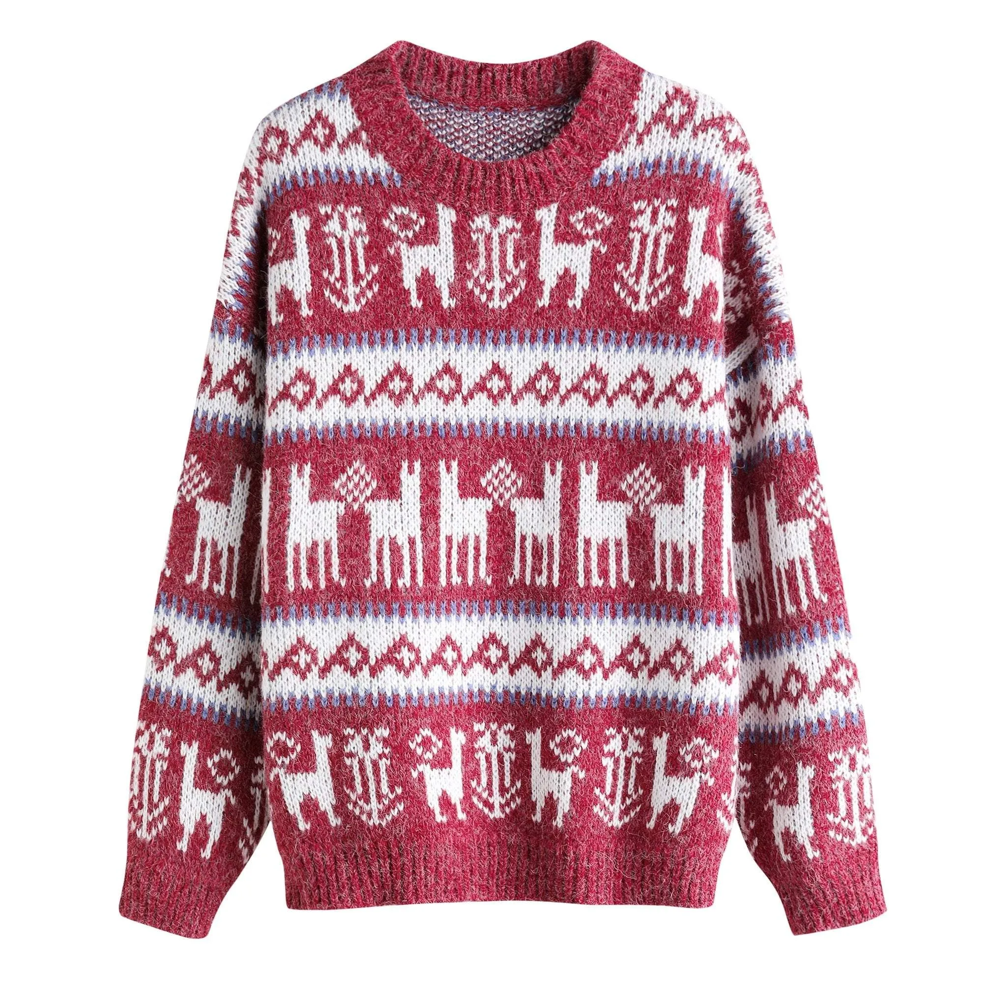 Warm Wool Knit Holiday Pattern Sweater