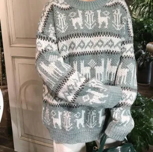 Warm Wool Knit Holiday Pattern Sweater