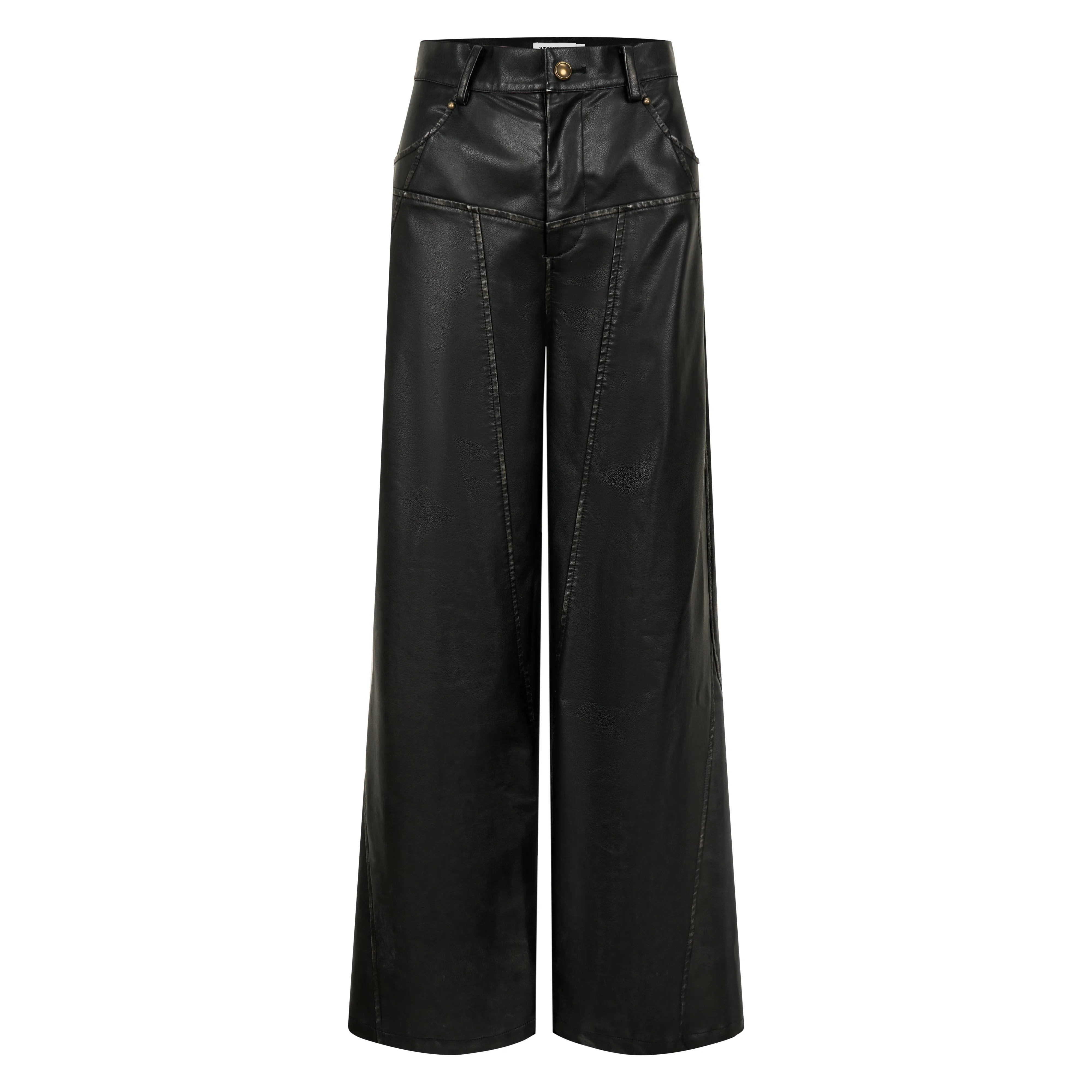 WESAME LAB BLACK WASHED LEATHER PANTS