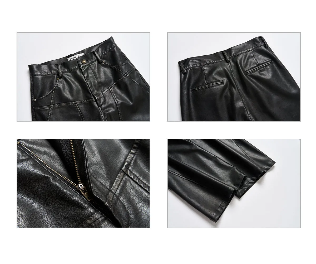 WESAME LAB BLACK WASHED LEATHER PANTS