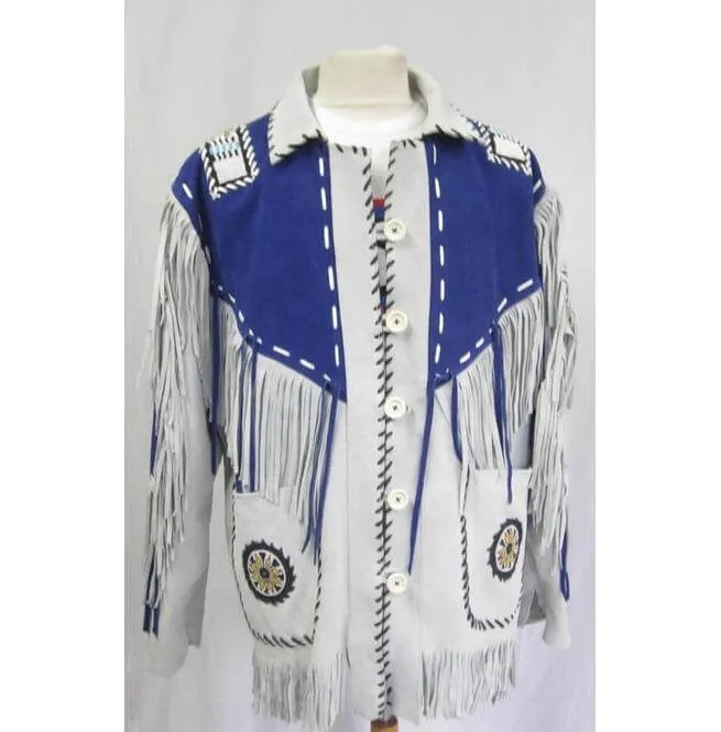 Western Suede Jacket Fringes Beads Native American Cowboy Jacket