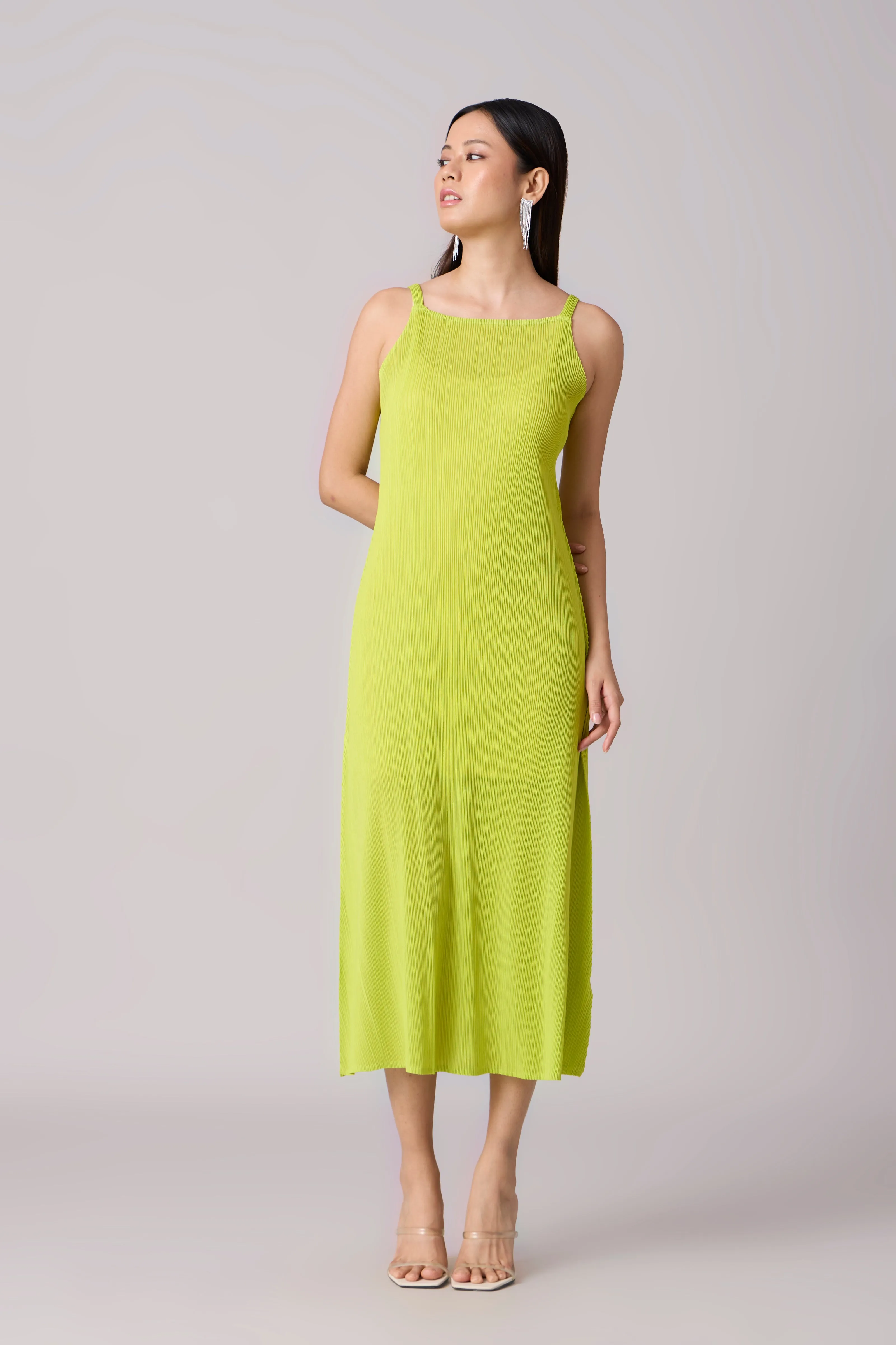 Willa Pleated Dress - Lime