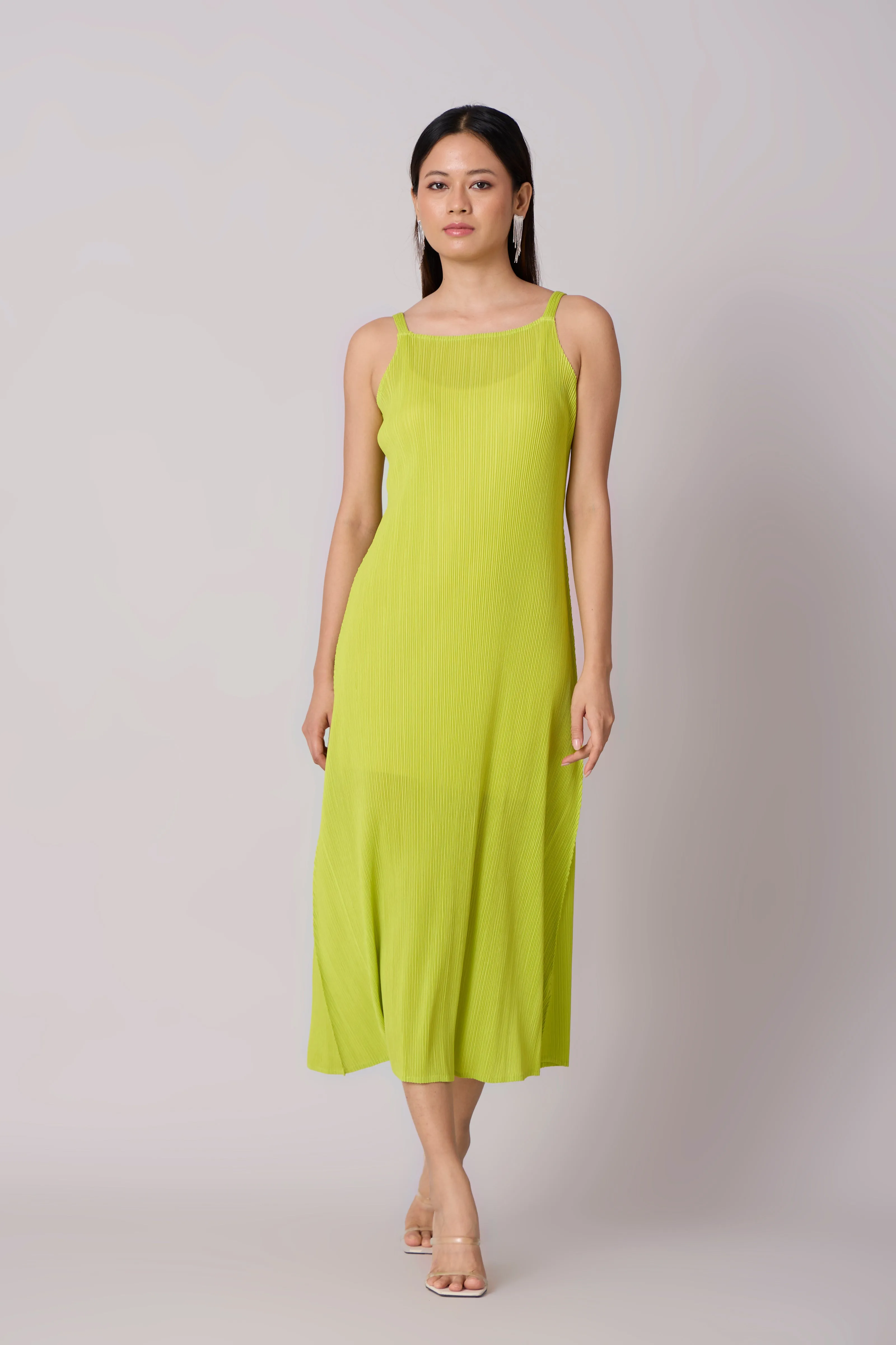 Willa Pleated Dress - Lime