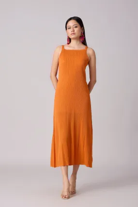 Willa Pleated Dress - Orange