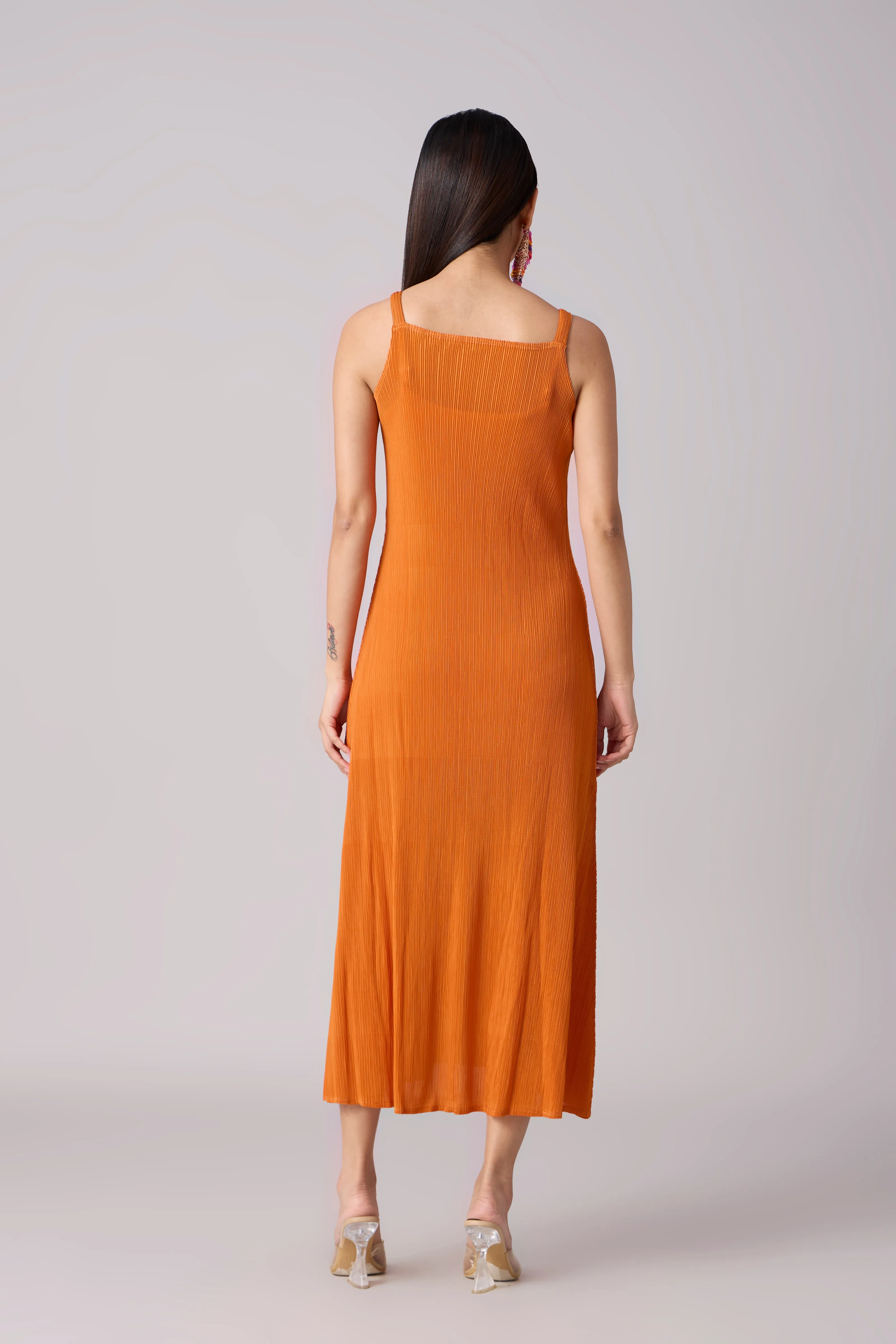 Willa Pleated Dress - Orange