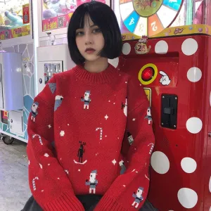 Winter Holiday Design Red Knit Sweater