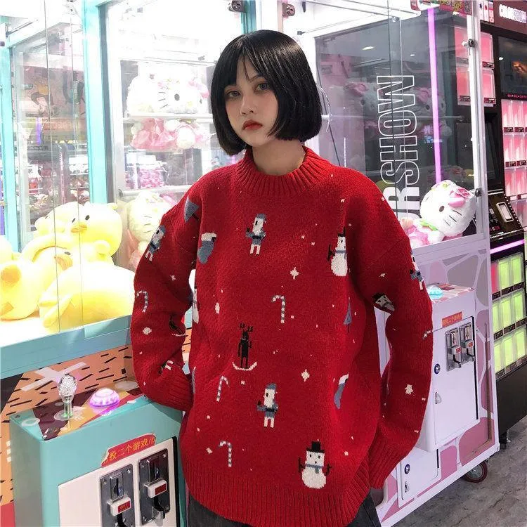 Winter Holiday Design Red Knit Sweater