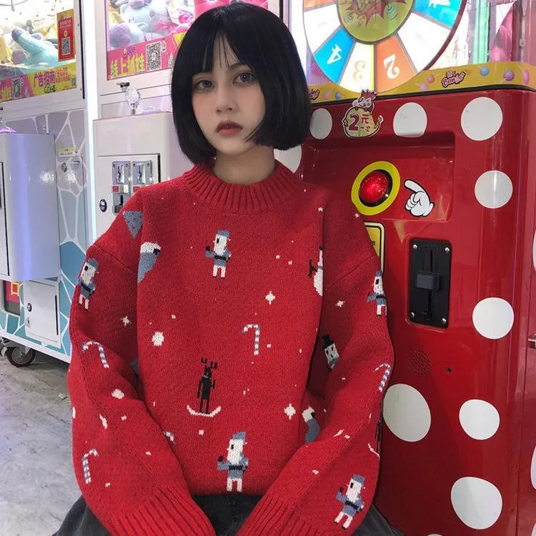 Winter Holiday Design Red Knit Sweater