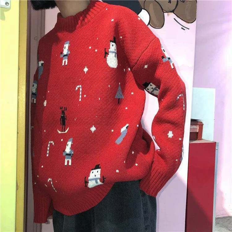 Winter Holiday Design Red Knit Sweater