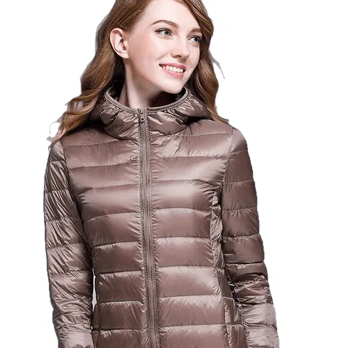 Winter Trendy Pure Color Lightweight Slim Fit Down Jacket For Ladies