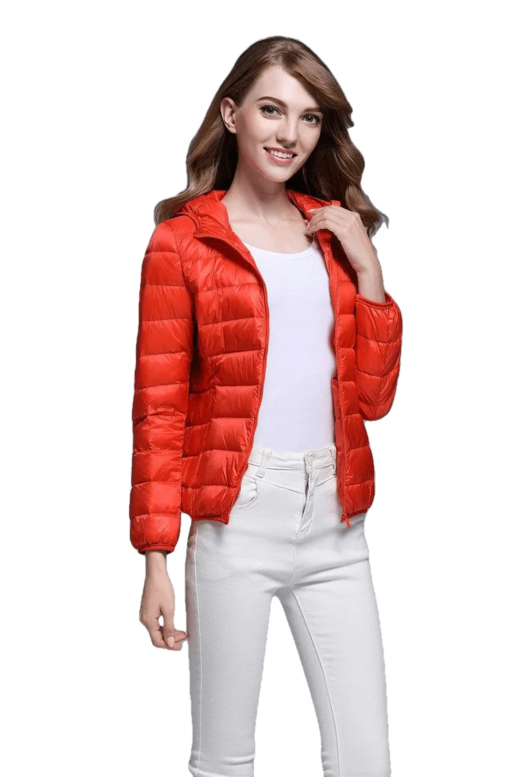 Winter Trendy Pure Color Lightweight Slim Fit Down Jacket For Ladies