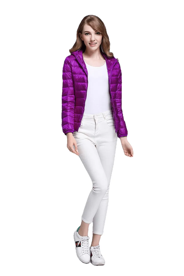 Winter Trendy Pure Color Lightweight Slim Fit Down Jacket For Ladies