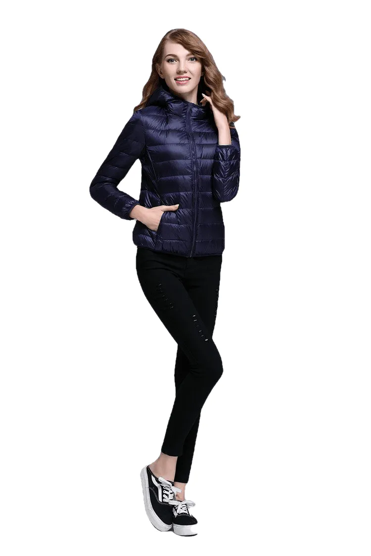 Winter Trendy Pure Color Lightweight Slim Fit Down Jacket For Ladies