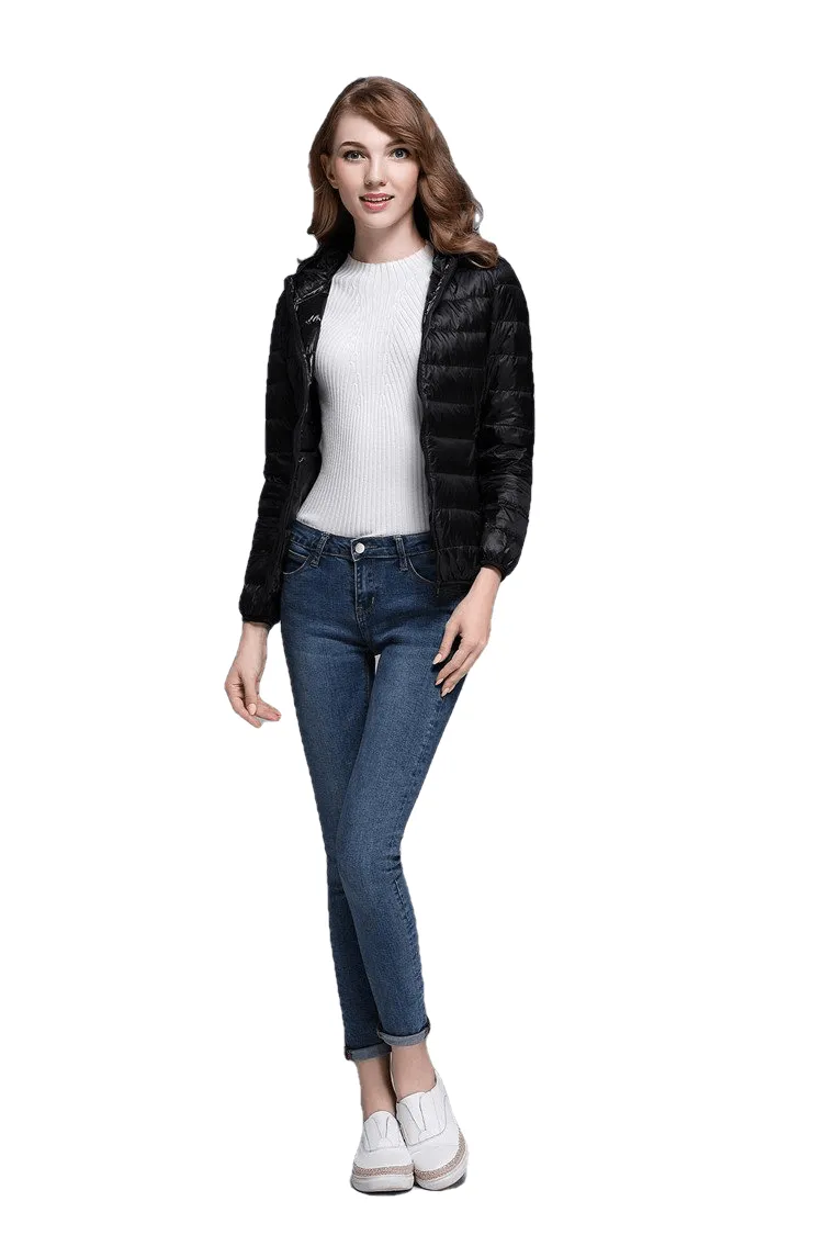 Winter Trendy Pure Color Lightweight Slim Fit Down Jacket For Ladies