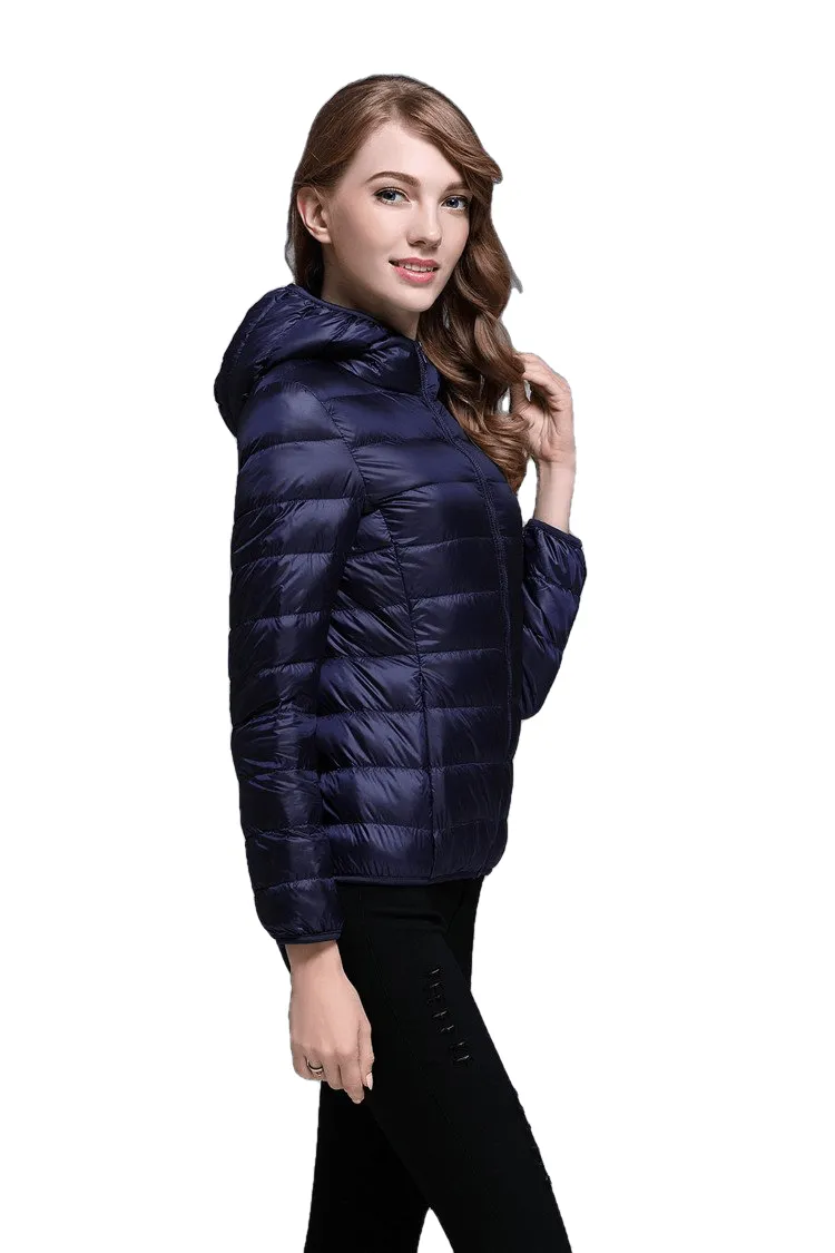 Winter Trendy Pure Color Lightweight Slim Fit Down Jacket For Ladies