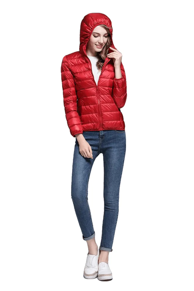 Winter Trendy Pure Color Lightweight Slim Fit Down Jacket For Ladies