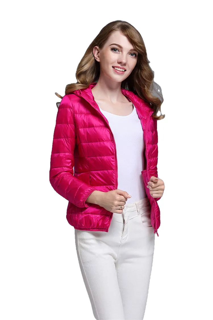 Winter Trendy Pure Color Lightweight Slim Fit Down Jacket For Ladies