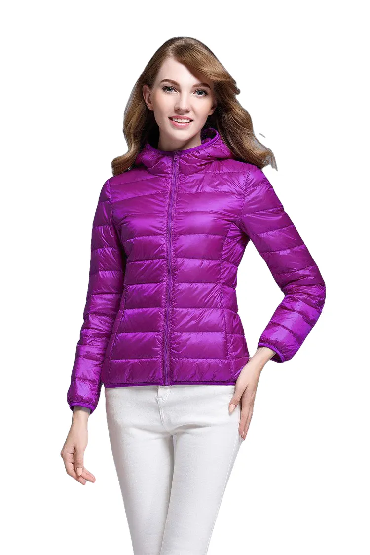 Winter Trendy Pure Color Lightweight Slim Fit Down Jacket For Ladies