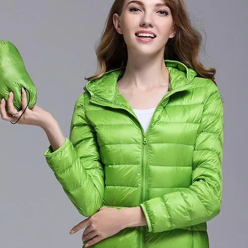 Winter Trendy Pure Color Lightweight Slim Fit Down Jacket For Ladies