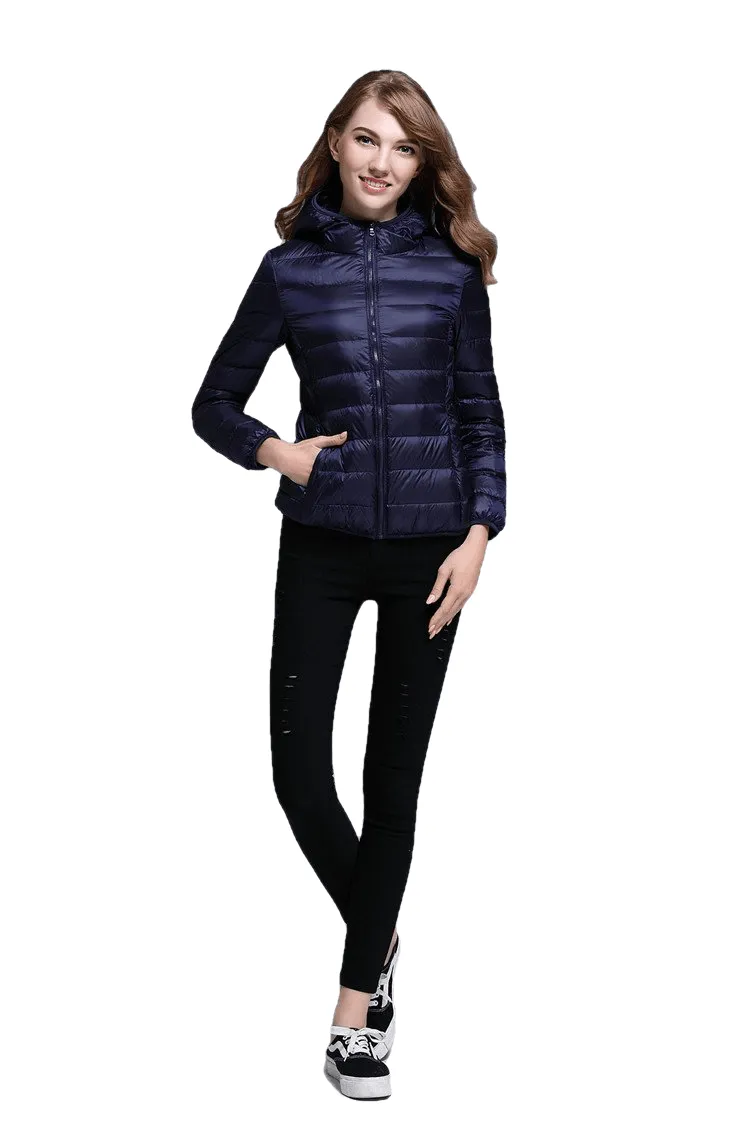 Winter Trendy Pure Color Lightweight Slim Fit Down Jacket For Ladies