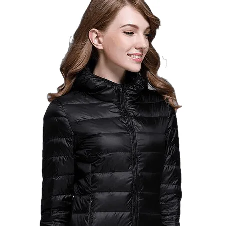 Winter Trendy Pure Color Lightweight Slim Fit Down Jacket For Ladies