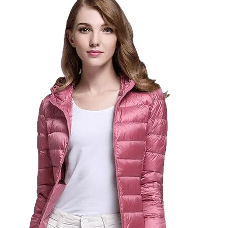 Winter Trendy Pure Color Lightweight Slim Fit Down Jacket For Ladies