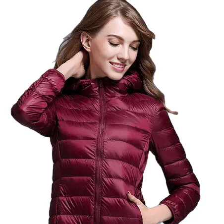 Winter Trendy Pure Color Lightweight Slim Fit Down Jacket For Ladies