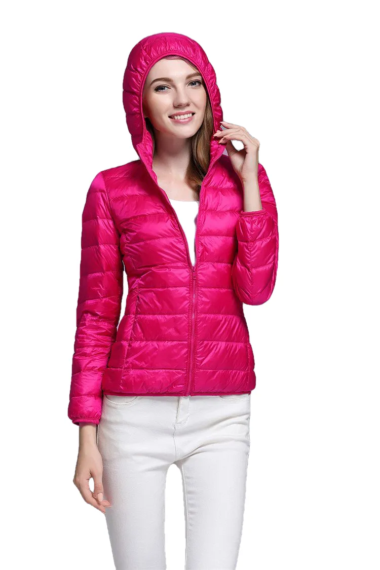 Winter Trendy Pure Color Lightweight Slim Fit Down Jacket For Ladies