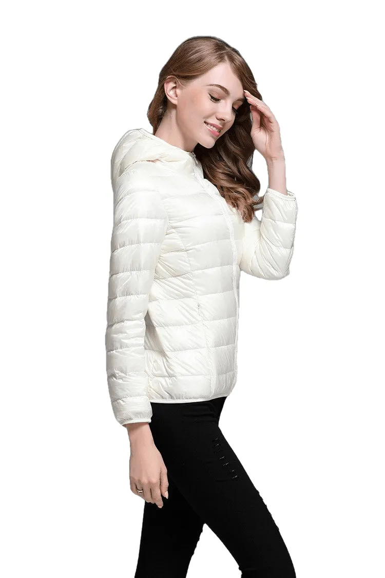 Winter Trendy Pure Color Lightweight Slim Fit Down Jacket For Ladies